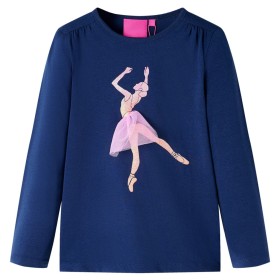 Maglietta da Bambina Maniche Lunghe Blu Marino 140