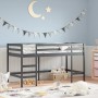 Letto Soppalco con Scala Bambini Nero 90x190 cm Massello Pino