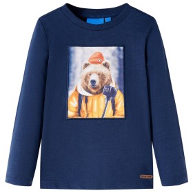 Maglietta da Bambino Maniche Lunghe Blu Marino Mélange 116