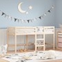 Letto Soppalco con Scala Bambini 80x200cm Massello Pino