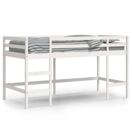 Letto Soppalco con Scala Bambini 90x190 cm Legno Massello Pino