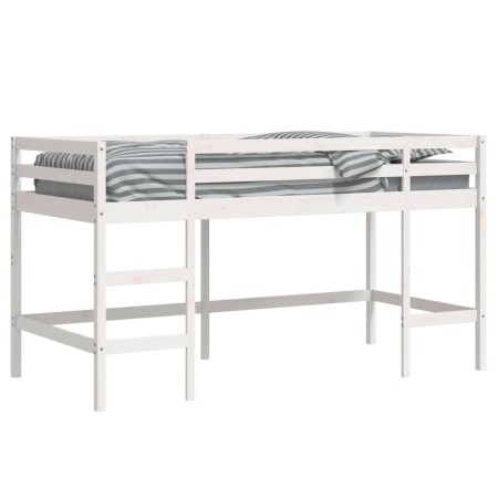 Letto Soppalco con Scala Bambini 90x190 cm Legno Massello Pino