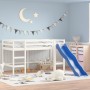 Letto Soppalco Scivolo Bambini Bianco 90x200 cm Massello Pino