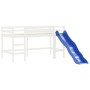 Letto Soppalco Scivolo Bambini Bianco 90x200 cm Massello Pino