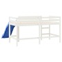 Letto Soppalco Scivolo Bambini Bianco 90x200 cm Massello Pino