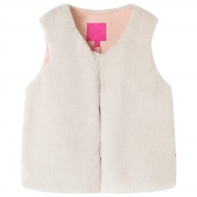 Gilet da Bambina in Pelliccia Sintetica Beige 128