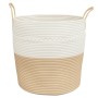 Cestino Portaoggetti Beige e Bianco Ø43x38 cm in Cotone