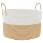 Cestino Portaoggetti Beige e Bianco Ø51x33 cm in Cotone