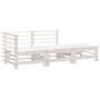 Set Salotto da Giardino 3 pz Bianco in Legno Massello di Pino