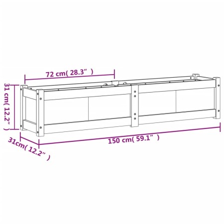 Fioriera da Giardino Bianca 150x31x31 cm Legno Massello di Pino