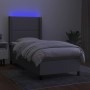 Letto a Molle Materasso e LED Grigio Chiaro 90x200 cm Tessuto