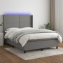 Letto a Molle Materasso e LED Grigio Scuro 140x190cm in Tessuto