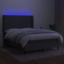 Letto a Molle Materasso e LED Grigio Scuro 140x190cm in Tessuto