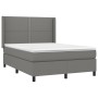 Letto a Molle Materasso e LED Grigio Scuro 140x190cm in Tessuto