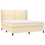 Letto a Molle con Materasso e LED Crema 180x200 cm in Tessuto