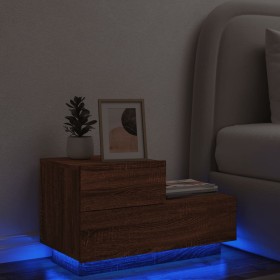 Comodino con Luci LED Rovere Marrone 70x36x40,5 cm