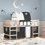 Letto a Soppalco con Tunnel Bambini Bianco e Nero 80x200cm Pino