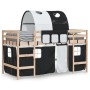 Letto a Soppalco con Tunnel Bambini Bianco e Nero 80x200cm Pino