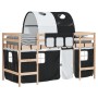 Letto a Soppalco con Tunnel Bambini Bianco e Nero 80x200cm Pino