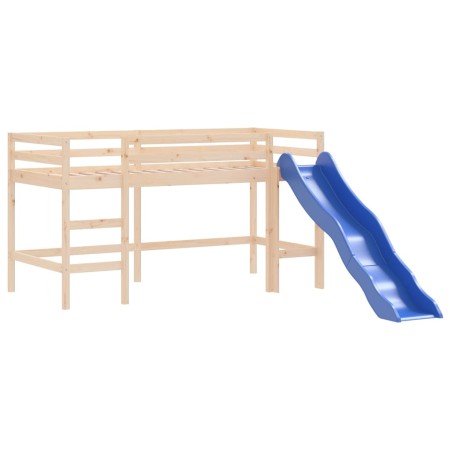 Letto a Soppalco con Tunnel Bambini Blu 90x190cm Massello Pino