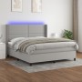 Letto a Molle Materasso e LED Grigio Chiaro 180x200 cm Tessuto