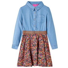 Abito da Bambina a Maniche Lunghe Blu Marino e Blu Denim 92