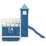 Letto a Soppalco con Torre Bambini Blu 90x200cm Massello Pino