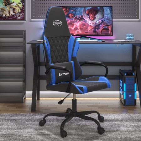 Sedia da Gaming Massaggiante Nero e Blu in Similpelle