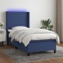 Letto a Molle con Materasso e LED Blu 90x190 cm in Tessuto