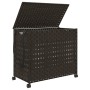 Cesto Portabiancheria Ruote Marrone Scuro 66x35x60 cm Rattan