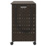 Cesto Portabiancheria Ruote Marrone Scuro 66x35x60 cm Rattan