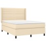 Letto a Molle con Materasso e LED Crema 140x190 cm in Tessuto