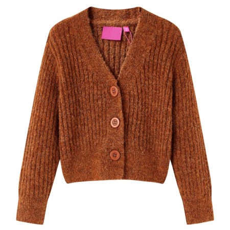 Cardigan da Bambina Lavorato a Mano Cognac 128