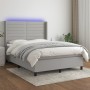 Letto a Molle Materasso e LED Grigio Chiaro 140x190 cm Tessuto