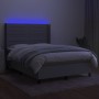 Letto a Molle Materasso e LED Grigio Chiaro 140x190 cm Tessuto