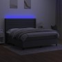 Letto a Molle Materasso e LED Grigio Scuro 160x200cm in Tessuto