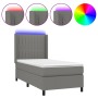 Letto a Molle Materasso e LED Grigio Scuro 90x200 cm in Tessuto