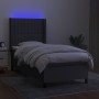 Letto a Molle Materasso e LED Grigio Scuro 90x200 cm in Tessuto