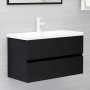 Set Mobili da Bagno 2 pz Nero in Legno Multistrato