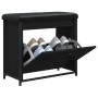 Panca Porta Scarpe con Cassetto Ribaltabile Nera 62x32x56 cm