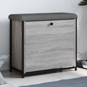 Panca Portascarpe Cassetto Ribaltabile Grigio Sonoma 62x32x56cm