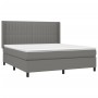 Letto a Molle Materasso e LED Grigio Scuro 160x200cm in Tessuto