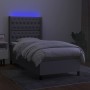 Letto a Molle Materasso e LED Grigio Chiaro 90x190 cm Tessuto