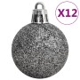 Set Palline di Natale 111 pz Bianco e Grigio in Polistirene