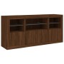 Credenza con Luci LED Rovere Marrone 142,5x37x67 cm