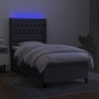 Letto a Molle Materasso e LED Grigio Scuro 100x200cm in Tessuto