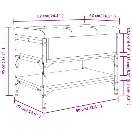 Panca Porta Scarpe Rovere Sonoma 62x42x45 cm Legno Multistrato