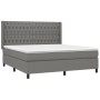 Letto a Molle Materasso e LED Grigio Scuro 180x200cm in Tessuto