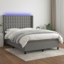 Letto a Molle Materasso e LED Grigio Scuro 140x190cm in Tessuto