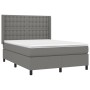 Letto a Molle Materasso e LED Grigio Scuro 140x190cm in Tessuto